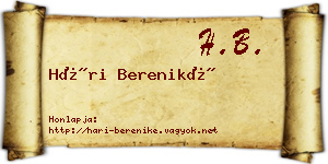 Hári Bereniké névjegykártya